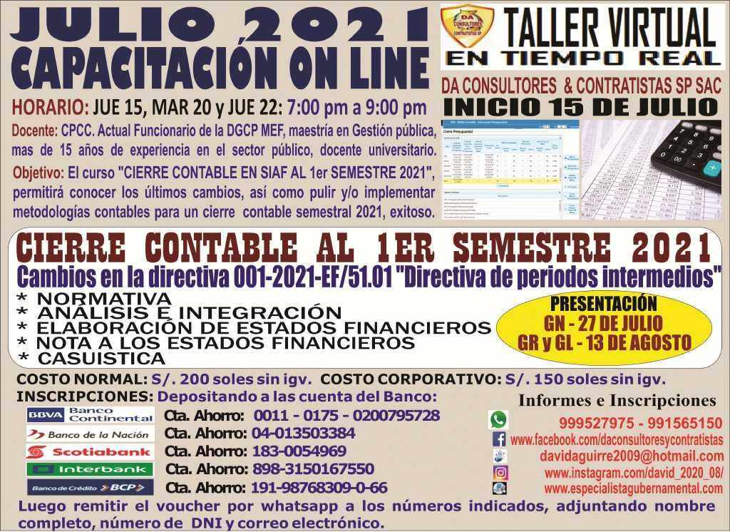 CIERRE CONTABLE AL 1ER SEMESTRE 2021 